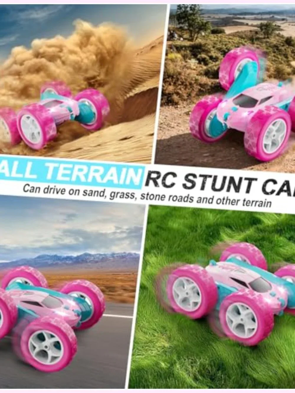 RC Stunt Car 2.4 GHZ Double Sided 360° Rotating with Headlights Crawler for Kids